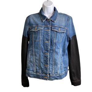Joe's‎ Women's Blue Nyla Denim Trucker Jacket Size L Graffiti Graphic Streetwear